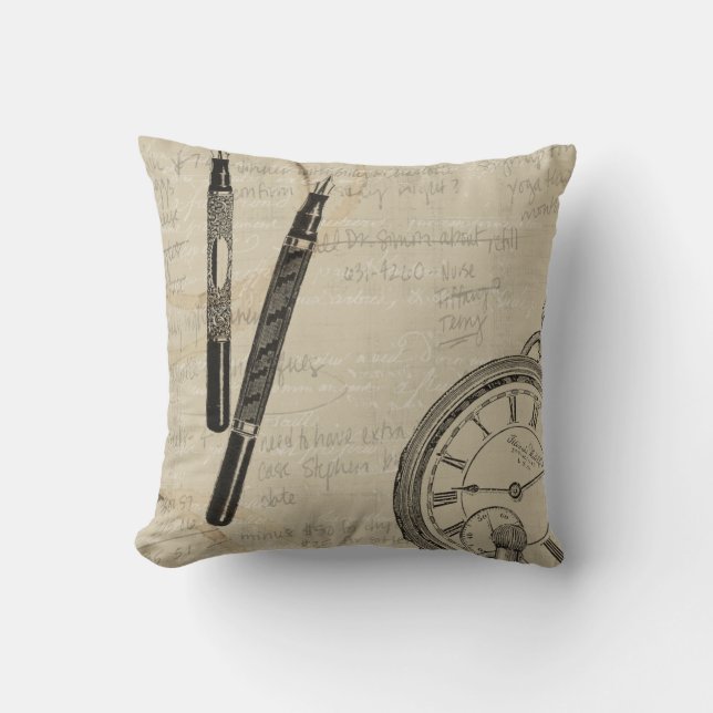 Coussin Stylos de fontaine et Watchface avec des notes (Recto)