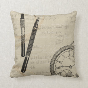 Coussin Stylos-plumes et Watchface avec des notes
