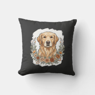 Coussin Sublimation Retriever Doré Floral