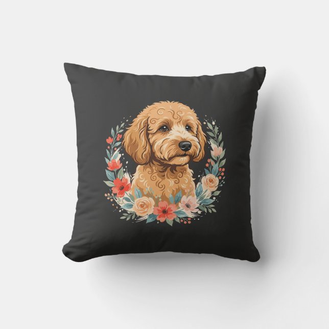 Coussin Sublimation ronde de chien floral (Recto)