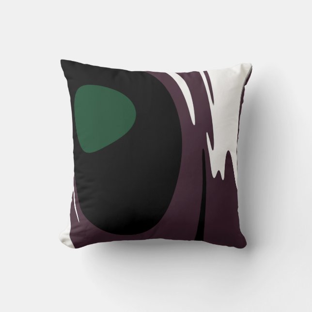 Coussin Submersion : Noir Abstrait, Blanc, Violet & Vert (Recto)