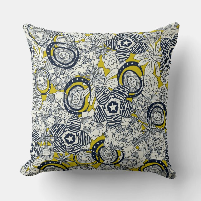 Coussin succulent chartreuse indigo (Recto)