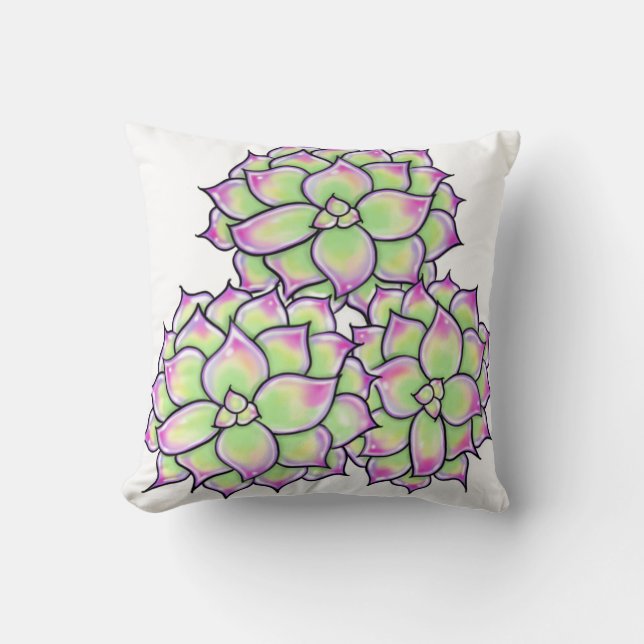 Coussin Succulent fleurs Colorful Succulents, cactus déser (Recto)