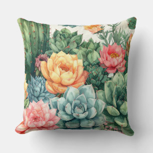 Coussin Succulent Garden Pillow - Cactus Botanical Plant 