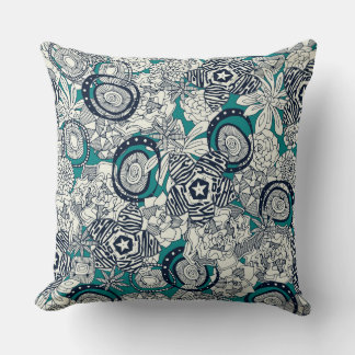 Coussin succulent indigo bleu