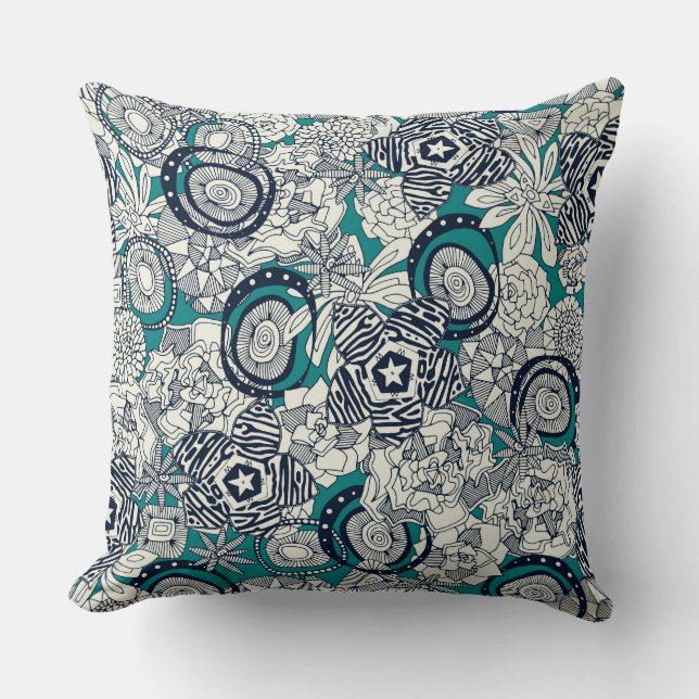 Coussin succulent indigo bleu (Recto)