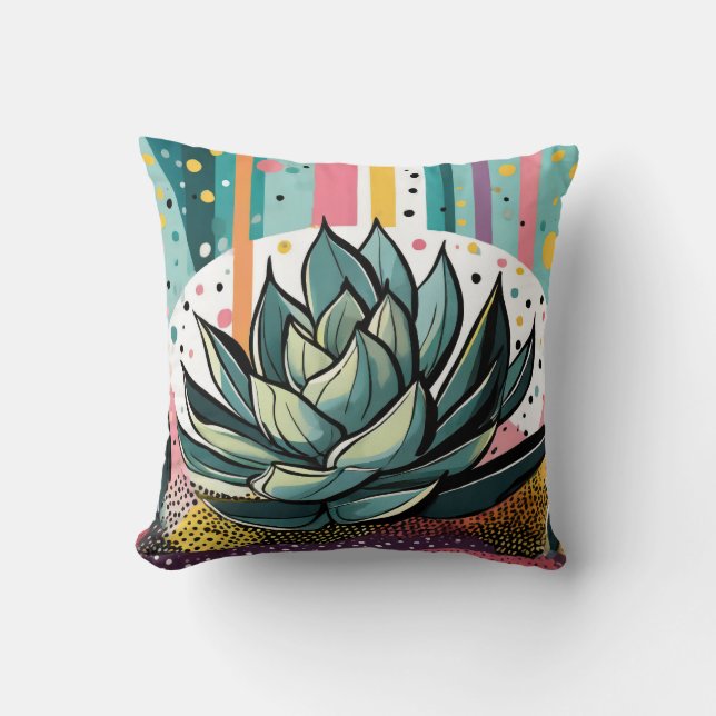 Coussin Succulent plante avec points colorés (Recto)