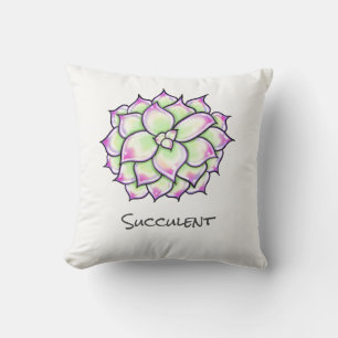 Coussin Succulents colorés, cactus désert fleurs florales
