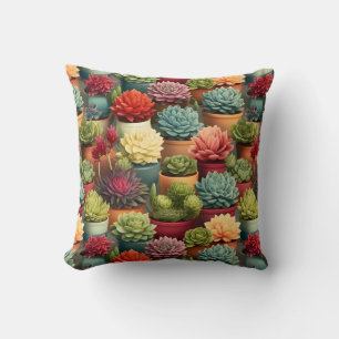 Coussin Succulents Pots en terre cuite Botanique