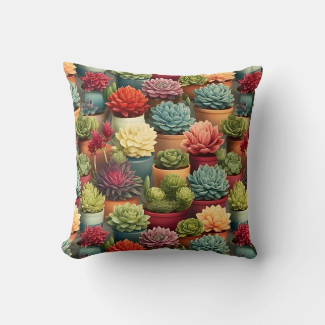Coussin Succulents Pots en terre cuite Botanique (Recto)