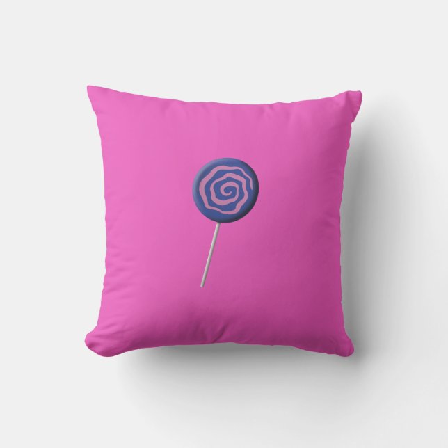 Coussin Sucette bleue torsadée avec du rose (Recto)