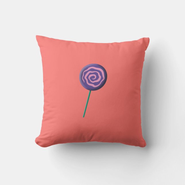Coussin Sucette violette torsadée avec du rose (Recto)