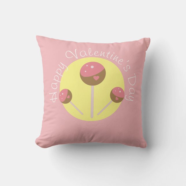 Coussin Sucettes de gâteau de la Saint-Valentin Rose    (Recto)