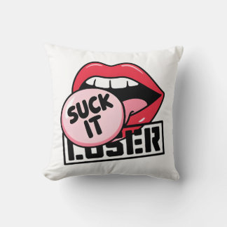 coussin "Suck It Loser"