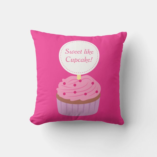 Coussin Sucré comme Cupcake, Rose, Pour Filles (Recto)