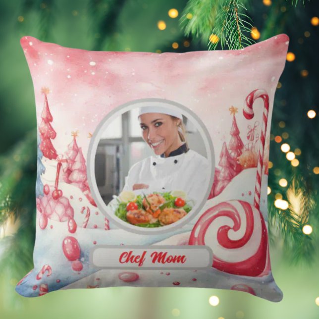 Coussin Sucre de canne de Noël Chef personnalisé Maman Pho (Créateur téléchargé)