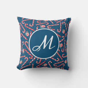 Coussin Sucre de canne de Noël de menthe poivrée Monogramm