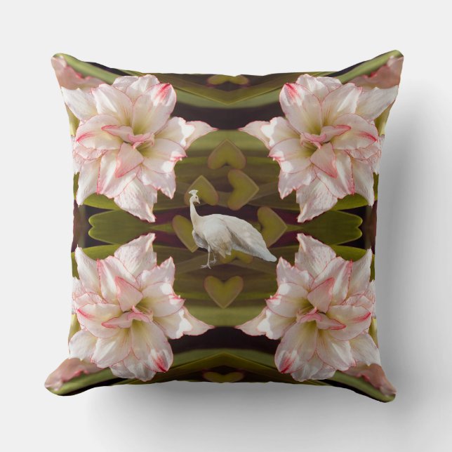 Coussin Sucre de canne Majestic Peacock et Amaryllis (Recto)