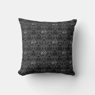 Coussin Sucre hipster SKULL BAROQUE motif noir