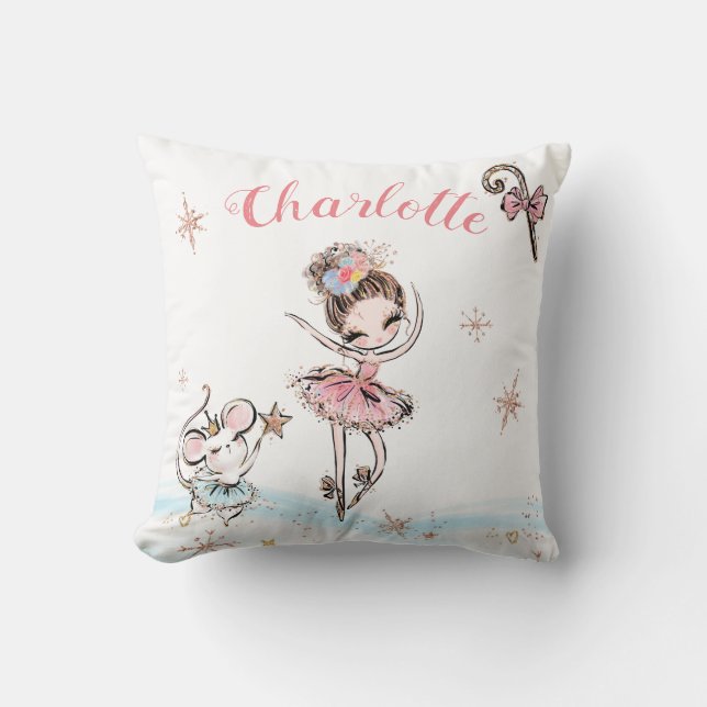 Coussin Sucre Plum Fairy Nutcracker Noël avec le nom (Recto)