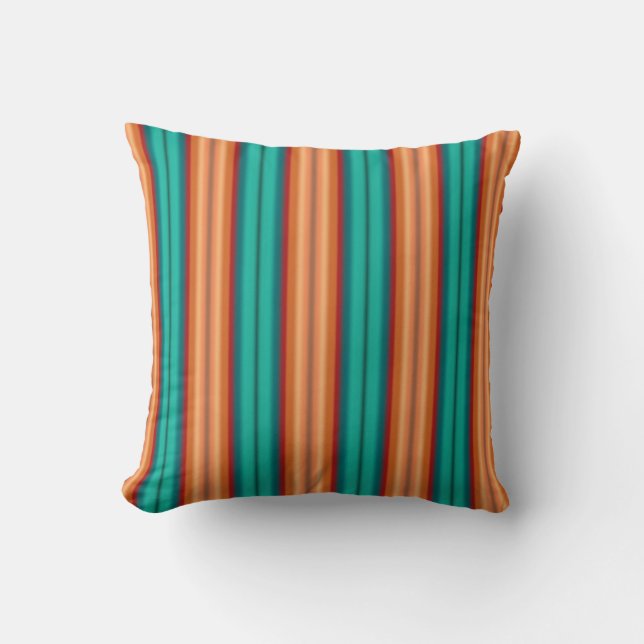 Coussin Sud-Ouest Orange rouge Turquoise arc-en-ciel rayur (Recto)