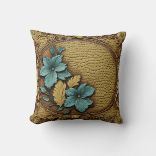 Coussin Sud Ouest Pays Beige Turquoise Floral