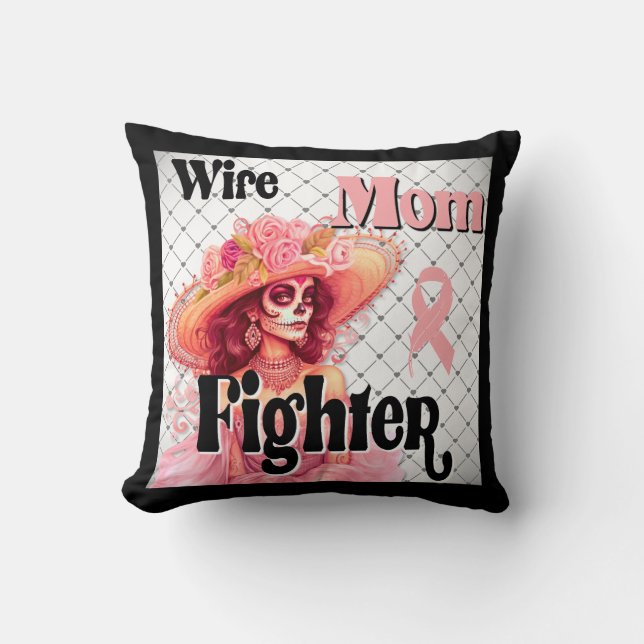 Coussin Sugar Crâne Cancer du sein Sensibilisation Oreille (Recto)