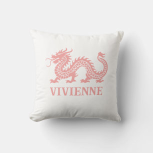 Coussin Sugarberry Red Chinoiserie Dragon Nom personnalisé