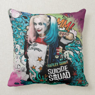 Coussin Suicide Squad   Harley Quinn Character Graffiti