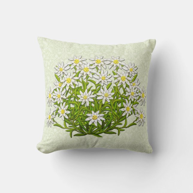 Coussin suisse de fleurs de montagne d'edelweiss (Recto)