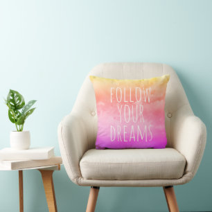 Coussin Suivez vos rêves Citation Inspirationnelle Coucher