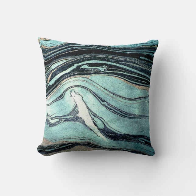 Coussin Suminagashi, Art marbré japonais. (Recto)