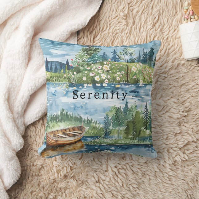 Coussin Summer Lake Boat Flowers Serenity (Couverture)