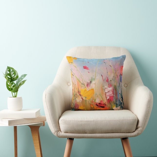 Coussin Summer Meadow – Expressive Abstract Wildflowers (Chaise)