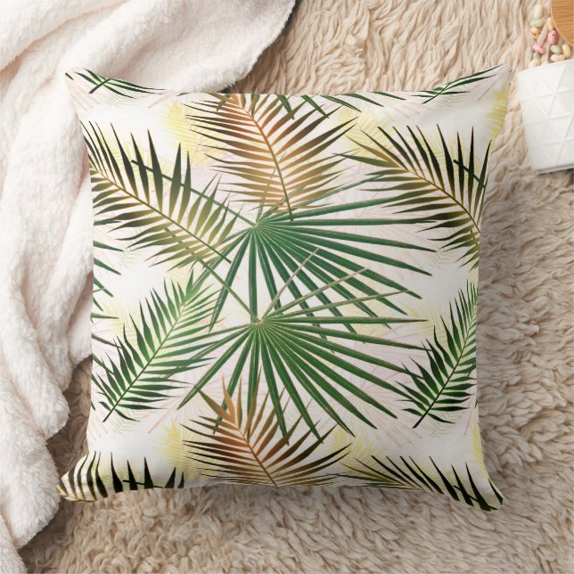 Coussin Summer Palm Feuille Green Tropical Jungle Motif (Couverture)