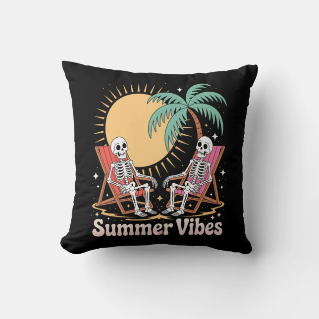 Coussin Summer Vibes Skeleton Summer Vacances Plage (Recto)