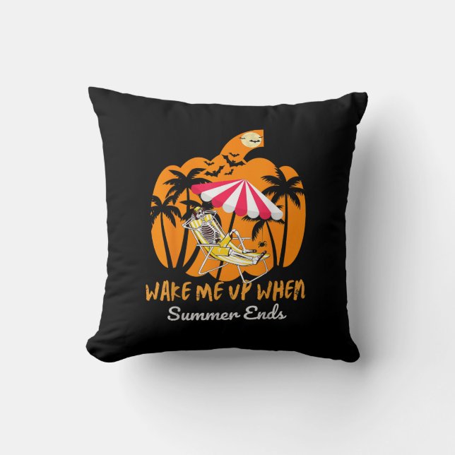 Coussin Summerween Citrouille de plage Skeleton drôle Hall (Recto)