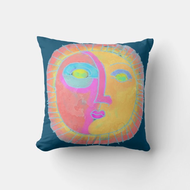Coussin Sun Face Art Décor Abstrait (Recto)