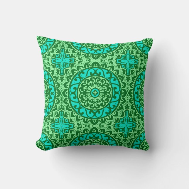 Coussin Sun Sud-Ouest Mandala Batik, Lime Green Thon P (Recto)