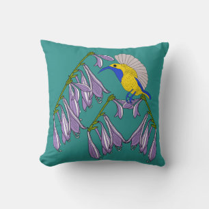 Coussin Sunbird avec fleurs violettes