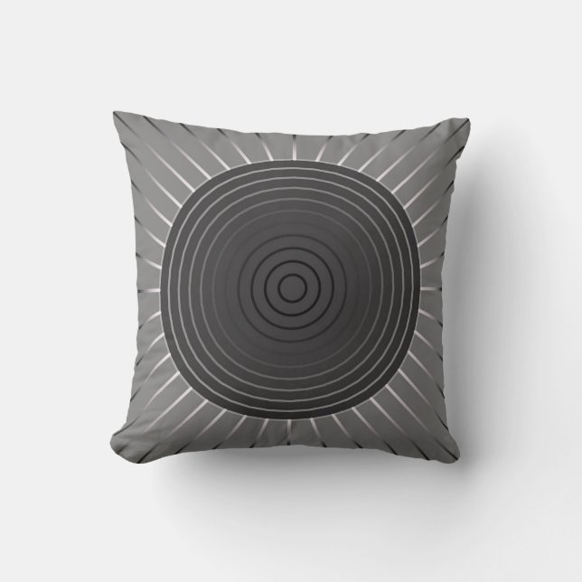 Coussin Sunburst géométrique moderne - Hématite foncé gris (Recto)