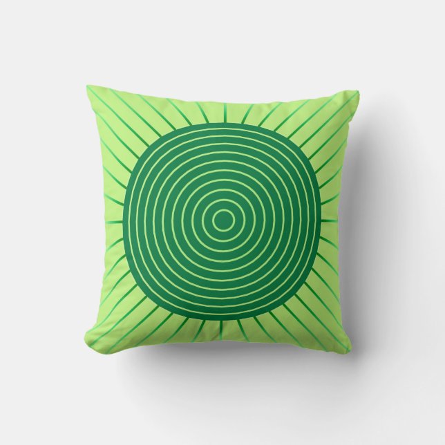 Coussin Sunburst géométrique moderne - Vert émeraude et ch (Recto)