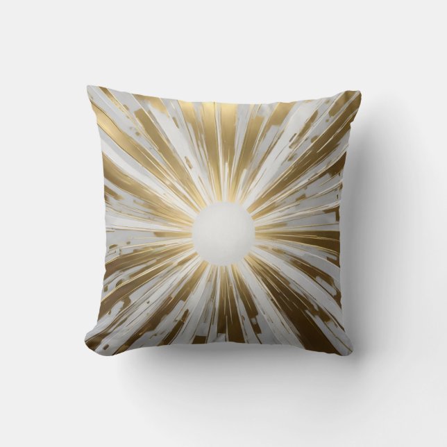 Coussin Sunburst moderne en or et blanc (Recto)
