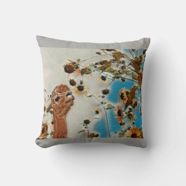 Coussin Sundance l'alpaga sentant les fleurs (Recto)