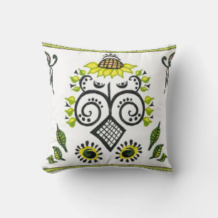 Coussin Sunflower Folk Motif par Alexandra Cook