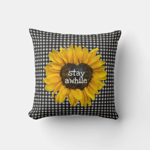 Coussin Sunflower Heart sur En vichy