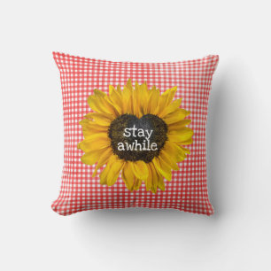 Coussin Sunflower Heart sur En vichy