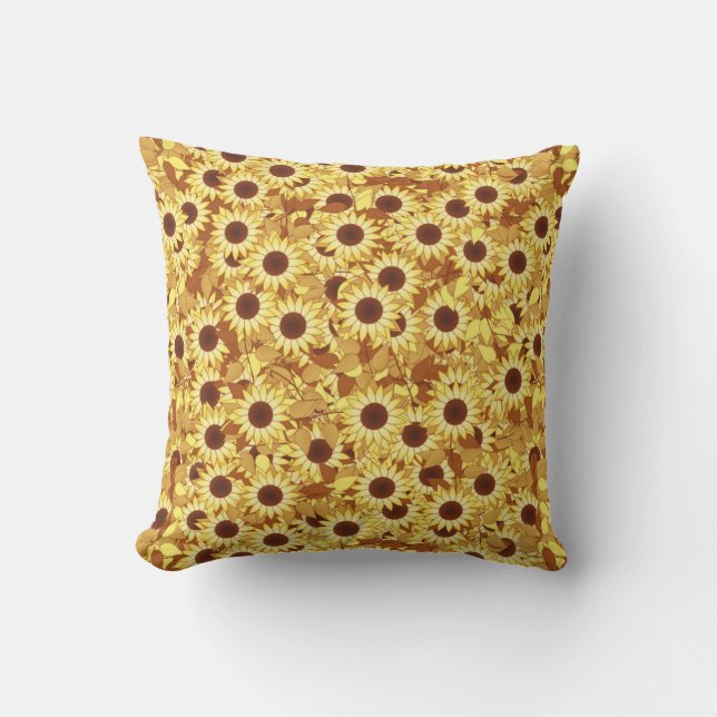 Coussin Sunflower Pattern, Gold, Yellow and Brown (Recto)