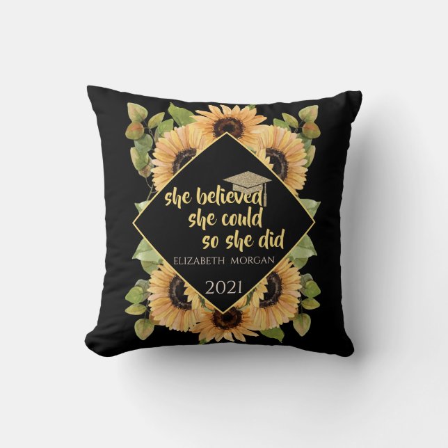 Coussin Sunflowers Parties scintillant Casquette diplômé   (Recto)