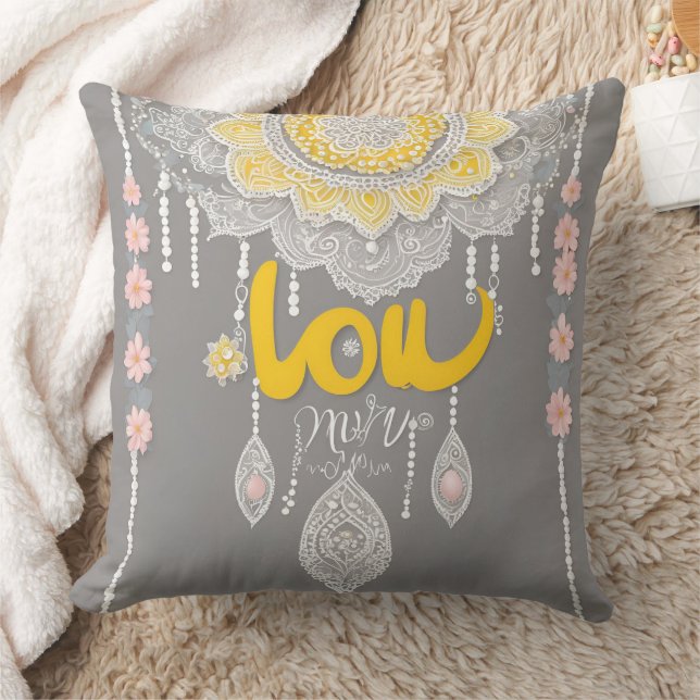 Coussin Sunny Grey Lace IA art (Couverture)